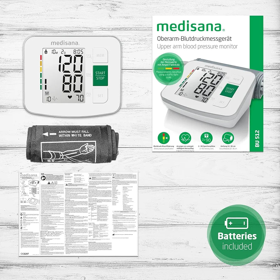 Medisana BU 512 sphygmomanometer/Blood Pressure Monitor Meter 51162
