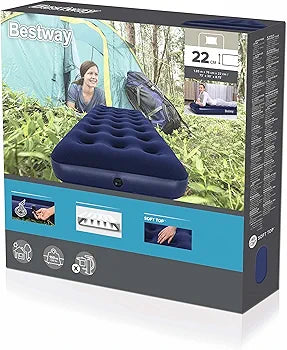 Bestway 6700 Comfort Quest Flocked Air Bed - 185 X 76 X 22 Cm Single Blue